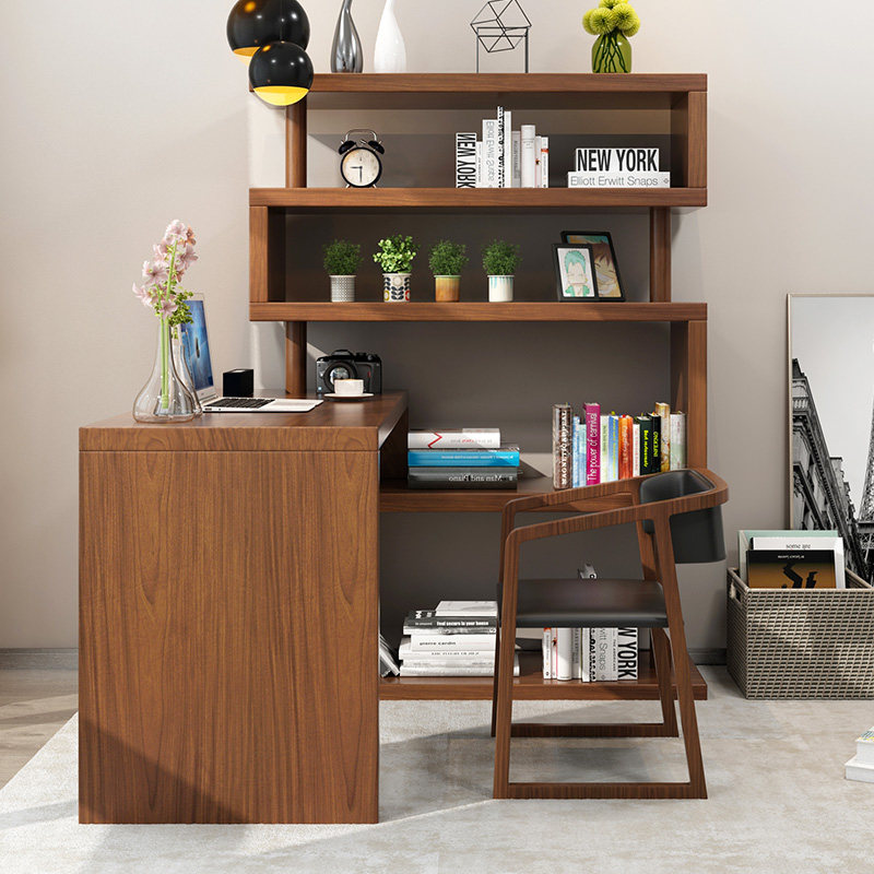 台式电脑桌书桌书架组合置物架转角现代简约书房北欧写字台办公桌