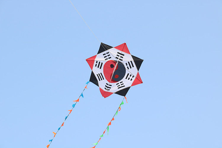 潍坊传统八卦风筝太极八卦大型成人风筝长飘尾微风易飞抗大风线轮