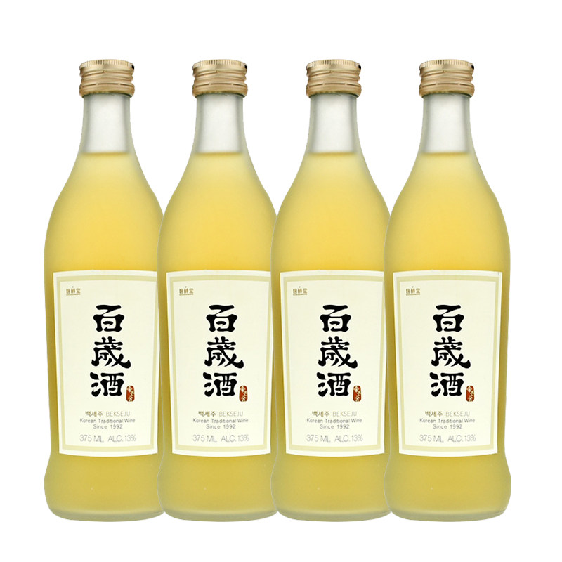韩国原装进口麴醇百岁375ml4瓶装发酵烧酒清酒
