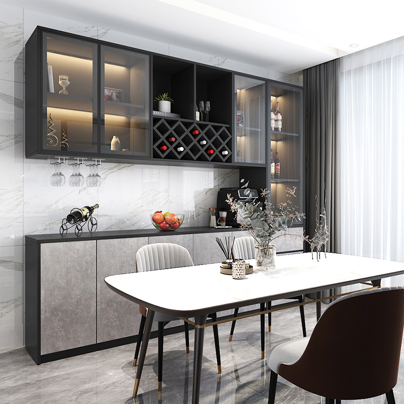 酒柜现代靠墙客厅简约轻奢极简餐边柜进门吊墙酒柜