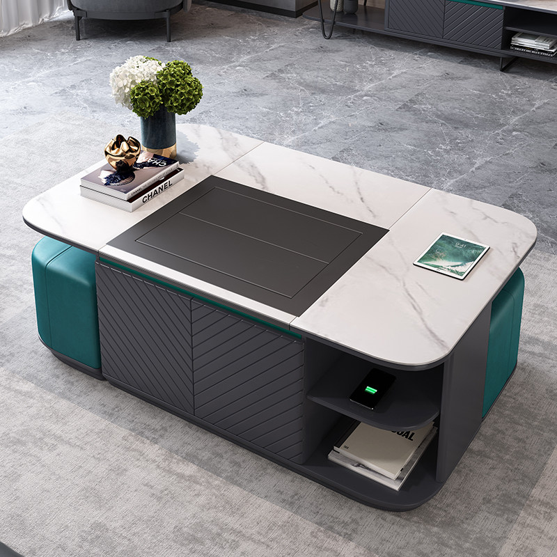 极简岩板全自动升降茶几客厅简约茶台带烧水壶一体多功能轻奢茶桌