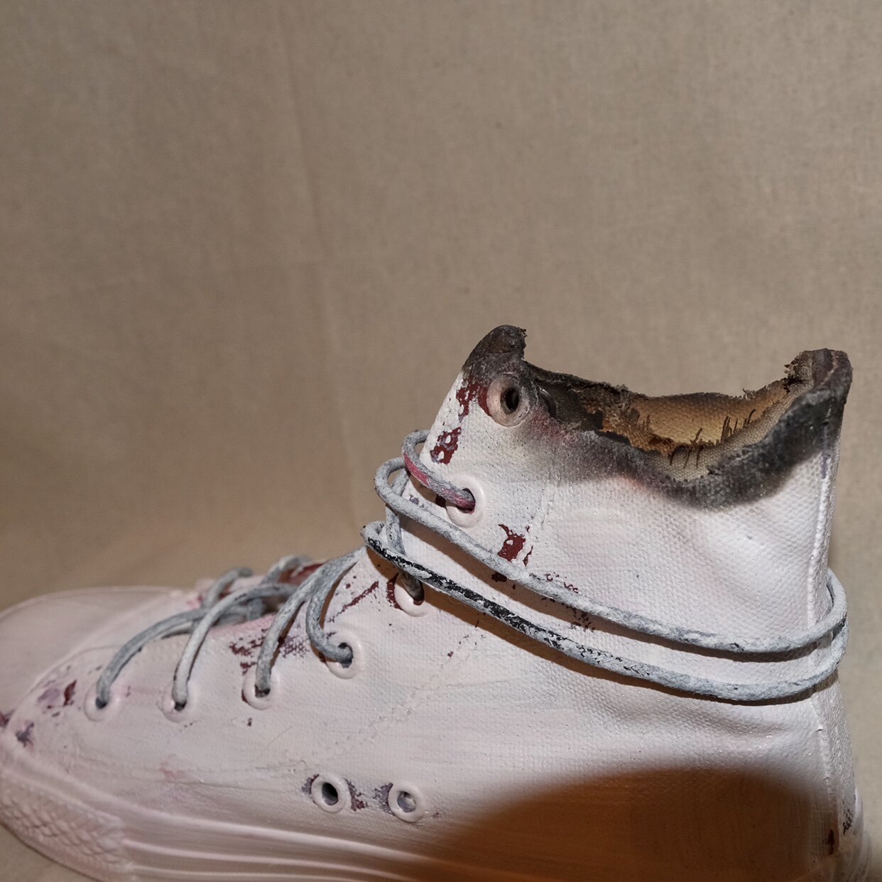 法国小众设计师daymare二次谋杀系列烧焦小白鞋涂鸦帆布鞋