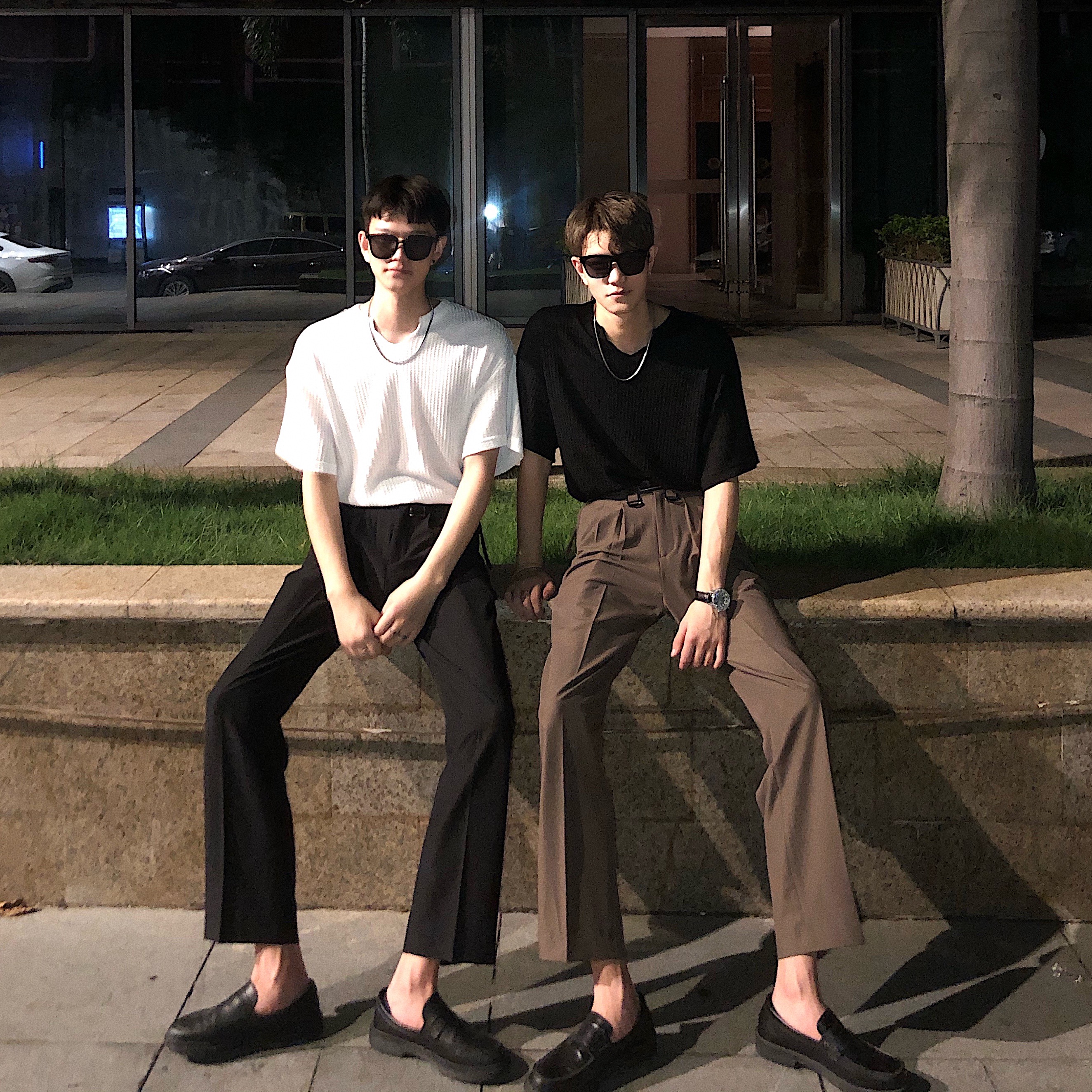 皓掌柜秋夏款休闲男宽松坠感九分韩版直筒显腿长休闲舒适纯色西裤