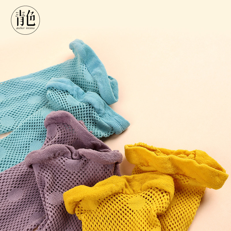 青色一盒三双袜套atelierintimo复古镂空低帮女式爆款中筒袜