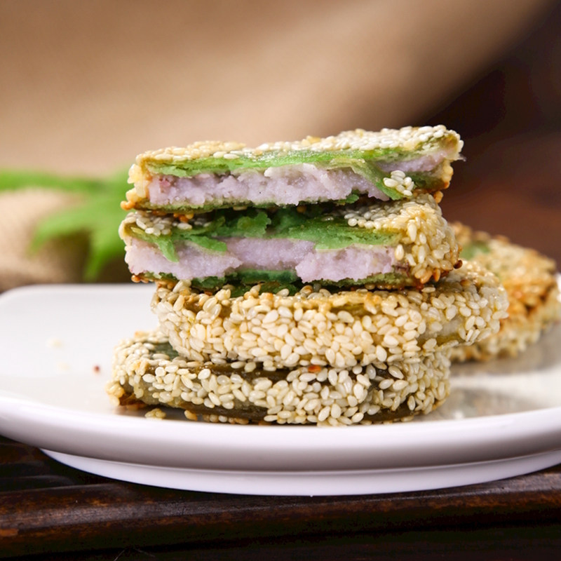 传统食品糕点绿茶茶饼芋泥餐厅点心油炸冷冻传统中式糕点