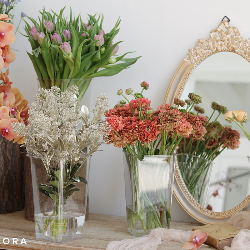 养花亚克力透明塑料花筒家用醒花桶鲜花插花花店花桶