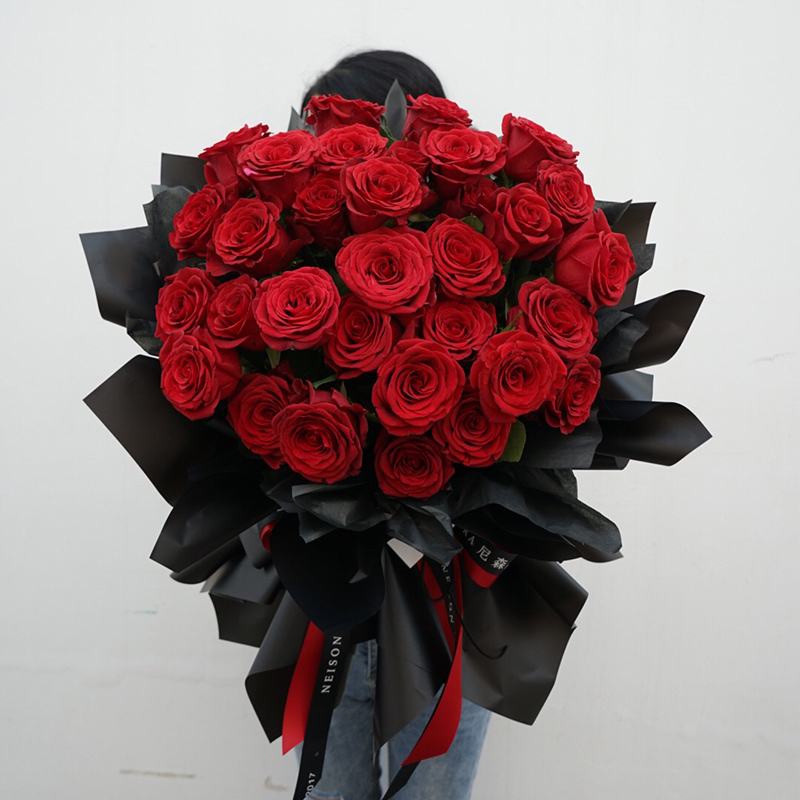 韩式玫瑰花花艺花纸包花纸花束玫瑰黑色韩素面纸花艺包装纸