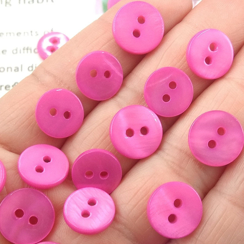 贝壳桃红色纽扣天然扣河平面两眼扣子纽扣