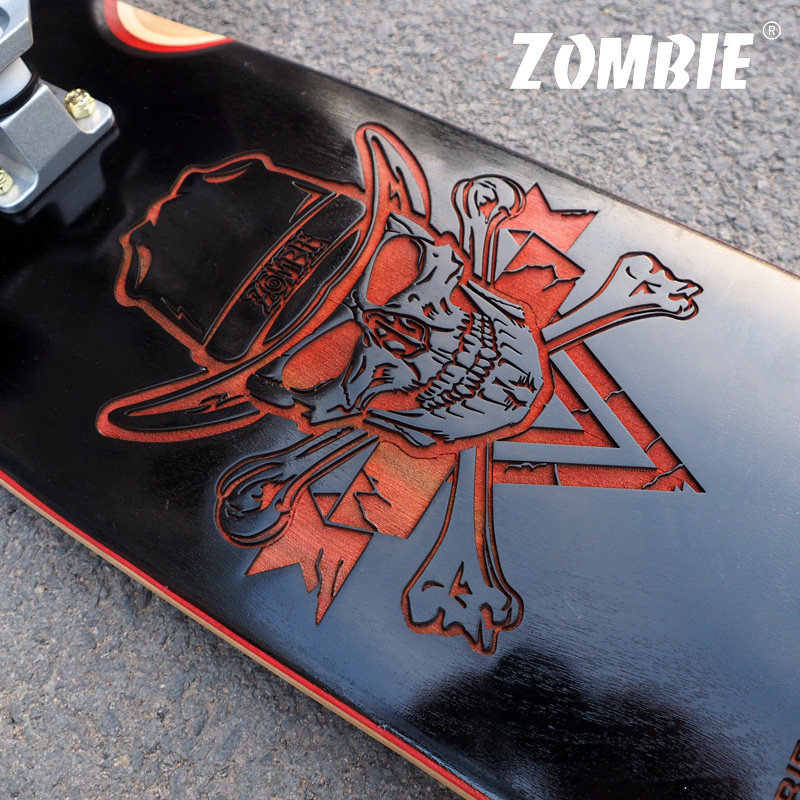 zombie雕刻大鱼公路滑板枫木小鱼成人代步巡航滑板