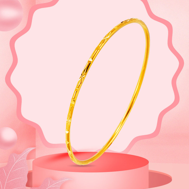 足金细圈手镯纯金金手环女硬金时尚百搭手圈24k手饰
