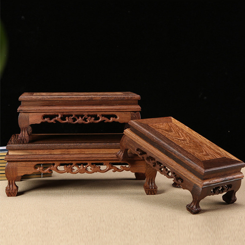 盆景底座实木雕刻摆件木座工艺品奇石石头鸡翅木雕