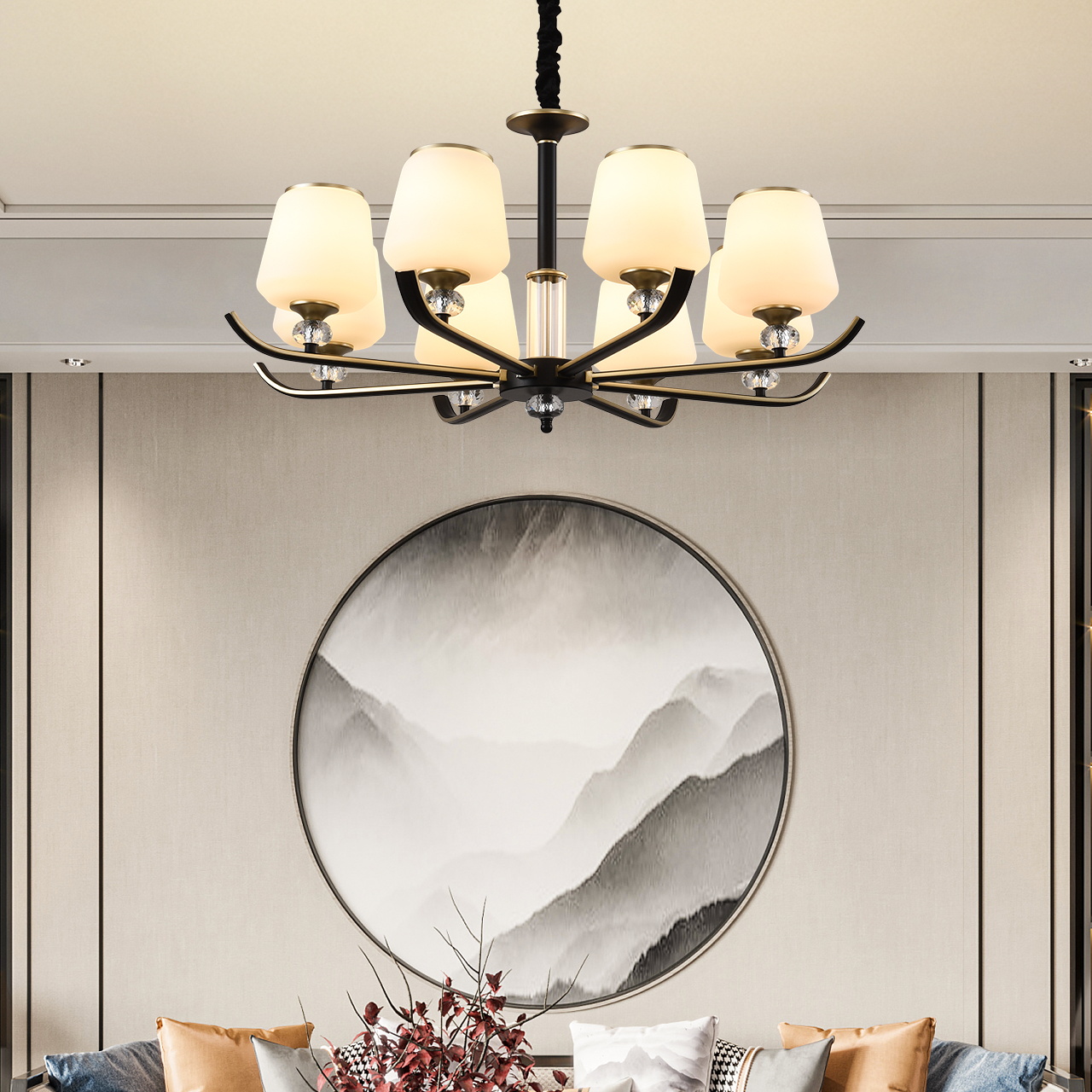 中式灯中雷士照明现代新吊灯复古客厅国风餐厅客厅吊灯