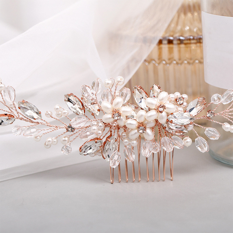 新款女童舞蹈演出头饰女孩珍珠插梳发饰芭蕾舞发饰