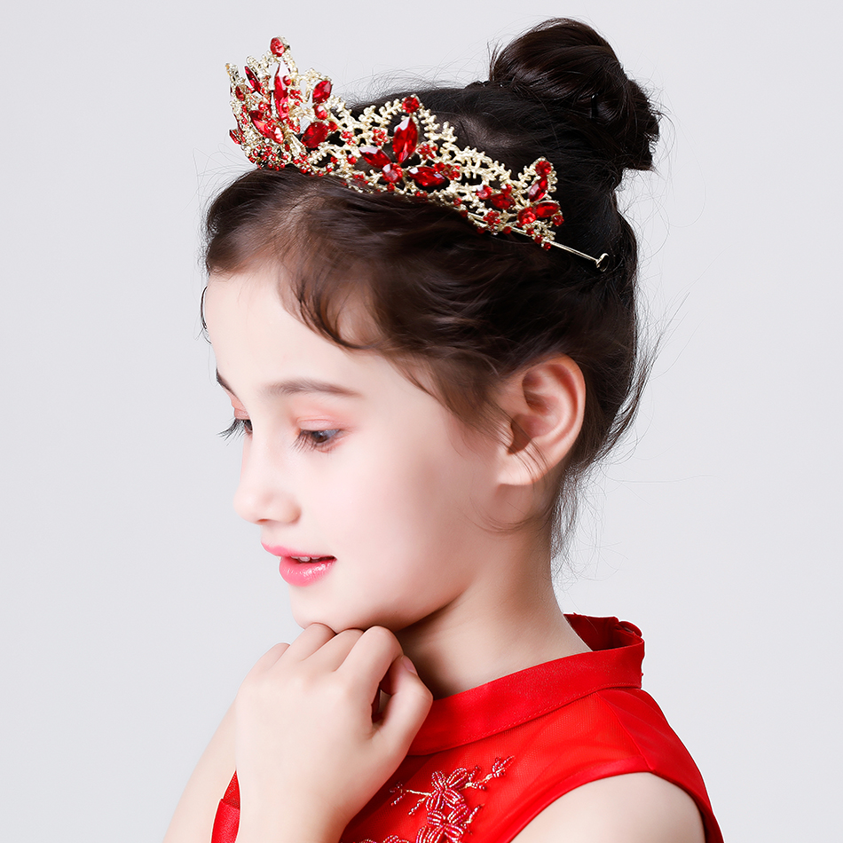 女童头饰皇冠公主头饰水钻水晶王冠发箍儿童生日摄影演出走秀发饰