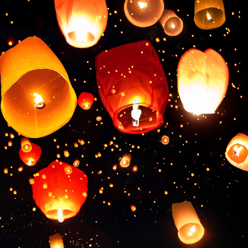 花灯七夕情人节安全型荷花情侣浪漫创意天灯孔明灯孔明灯