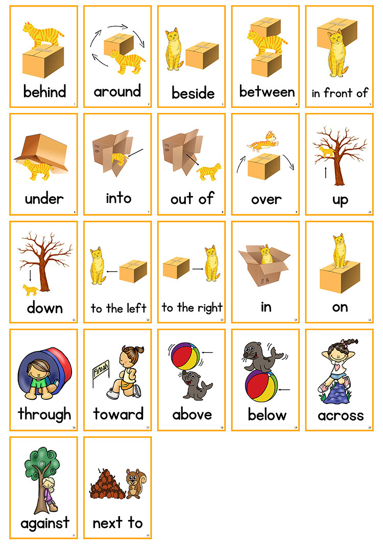介词英文闪卡位置22张大卡卡片早教启蒙幼儿园早教闪卡