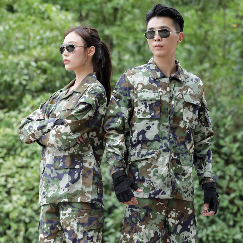 新式绿色迷彩服套装四季户外工作服耐磨学生军训作训外套