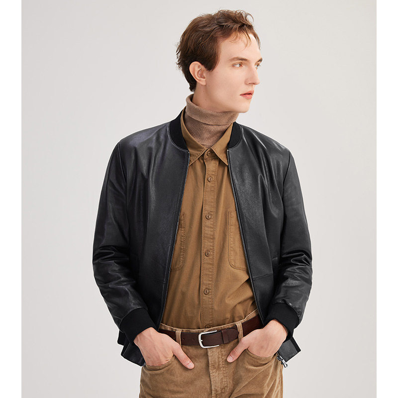 navigare意大利小帆船皮衣男士2022春季新款真皮短款皮衣