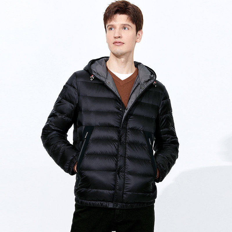 navigare意大利小帆船黑色短款羽绒服冬季新款白鸭绒鸭绒羽绒服