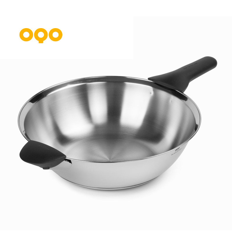oqo欧克欧不锈钢炒锅物理不粘锅油烟炒菜菜锅电磁炉炒锅