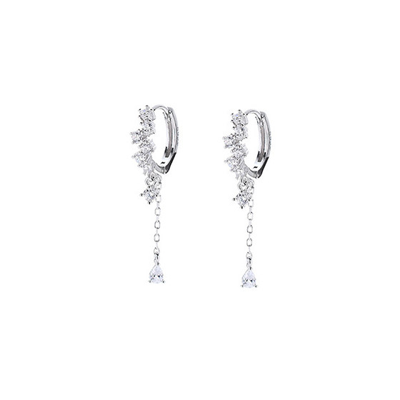 S925 sterling silver flash diamond water drop ear buckle female 2022 new tide personality design feel ins -indifferent flow soverell earrings S925 sterling silver flash diamond water drop ear buckle female 2022 new tide personality design feel ins -indifferent flow soverell earrings
