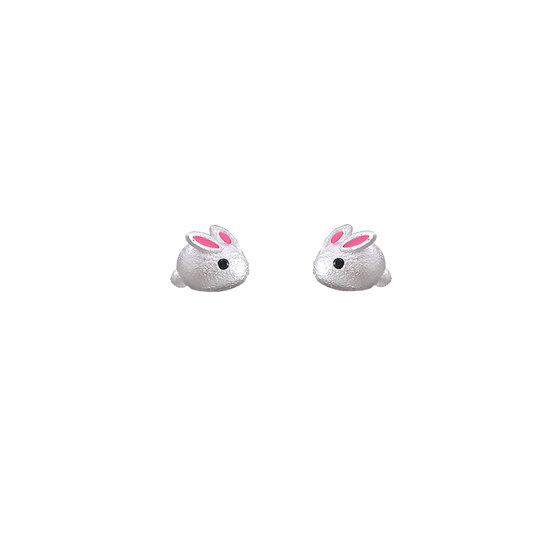 Korean version of soft cute s925 sterling silver white rabbit earrings female cute animal small fresh three -dimensional rabbit earrings small Korean version of soft cute s925 sterling silver white rabbit earrings female cute animal small fresh three -dimensional rabbit earrings small