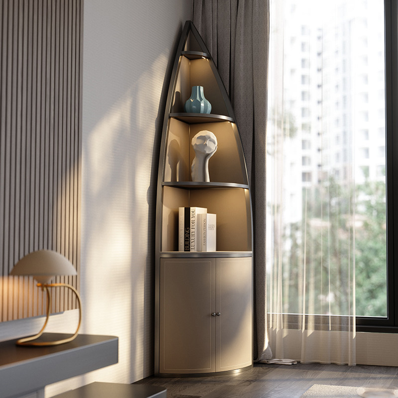 角柜轻奢奢风别墅墙角不锈钢客厅角落置物柜三角形角柜