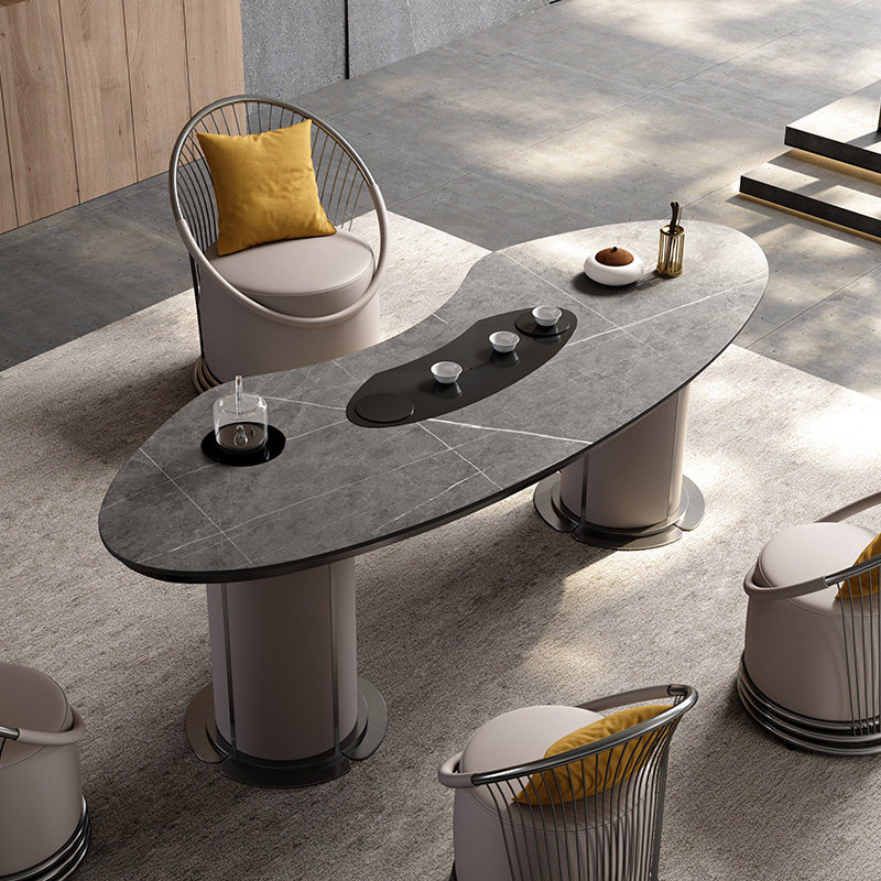 茶桌轻奢高级现代简约新款家用茶室一体创意艺术岩板茶几