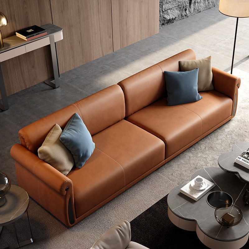真皮沙发意式网红ins简约客厅沙发组合别墅定制皮艺沙发