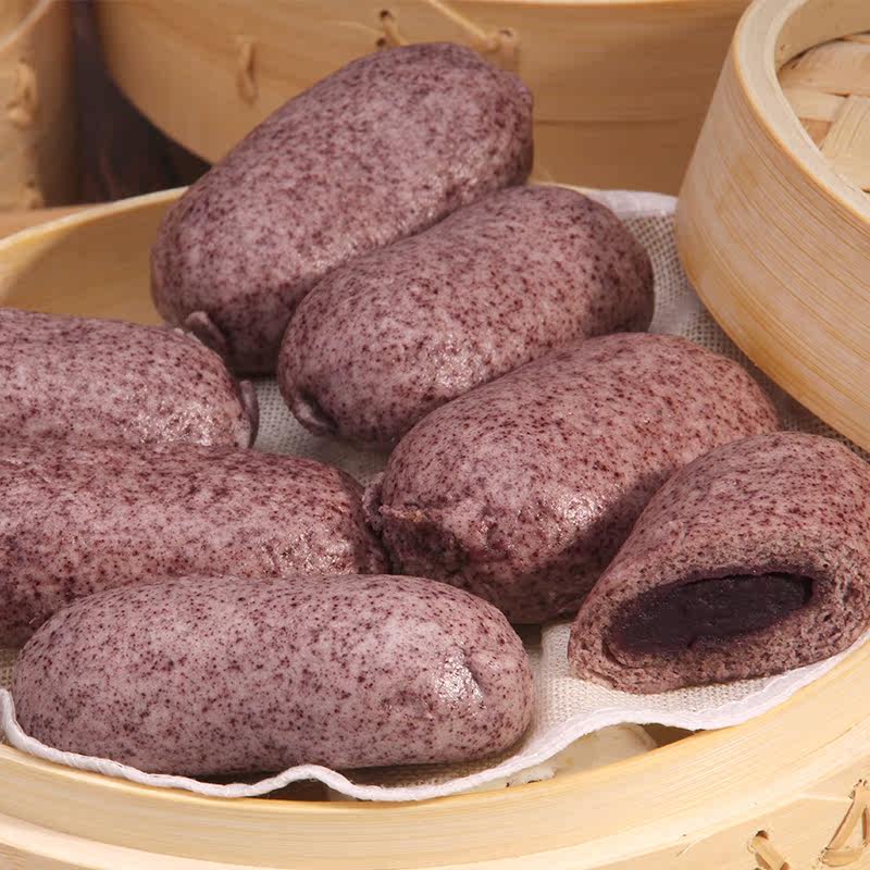 舒汇紫米紫薯包 早餐馒头面包夹心点心 速冻方便速食65g*10只装