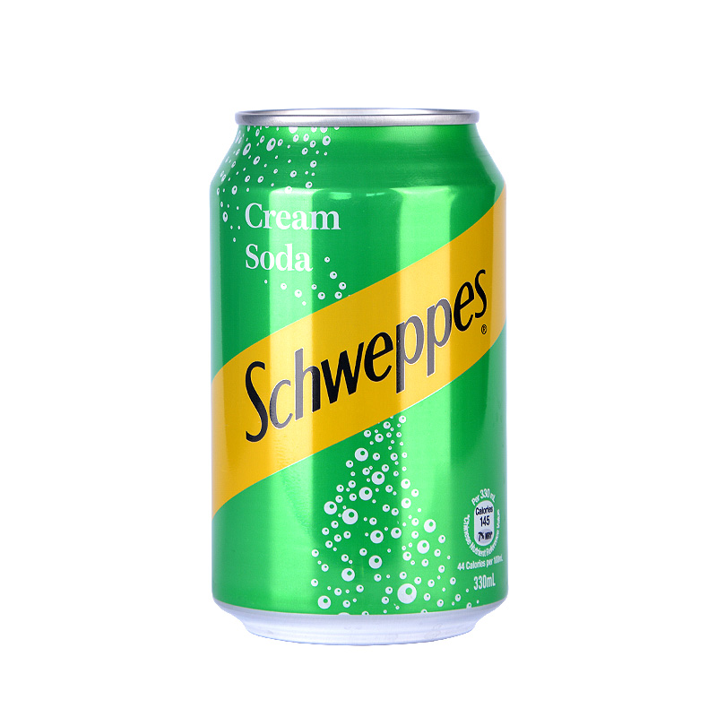 可口可乐香港进口schweppes玉泉忌廉奶油味汽水330ml24罐装苏打水-mc