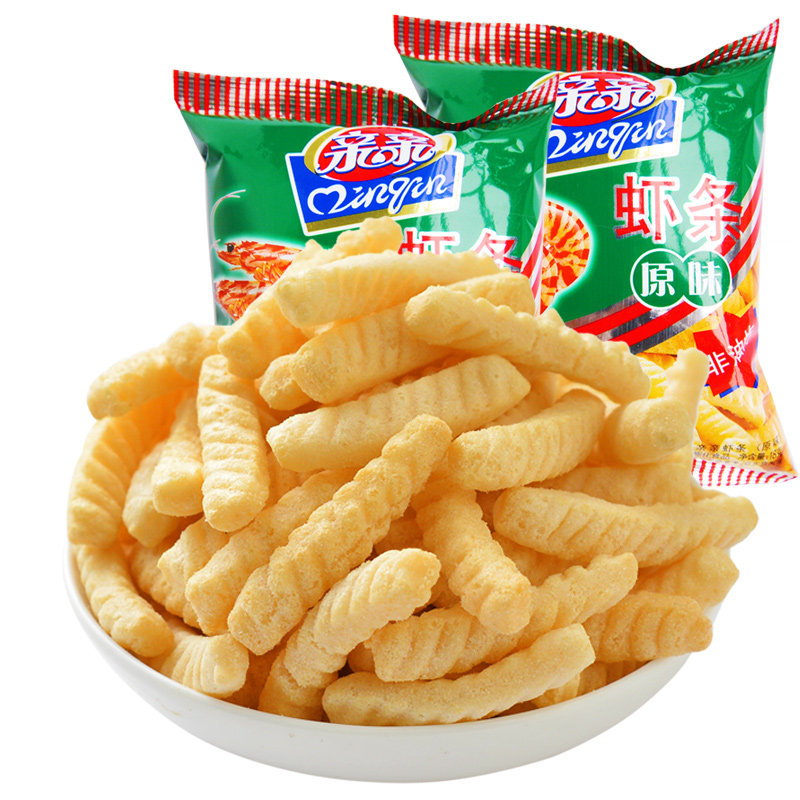 亲亲虾条18g20袋原味80克儿时怀旧膨化食品