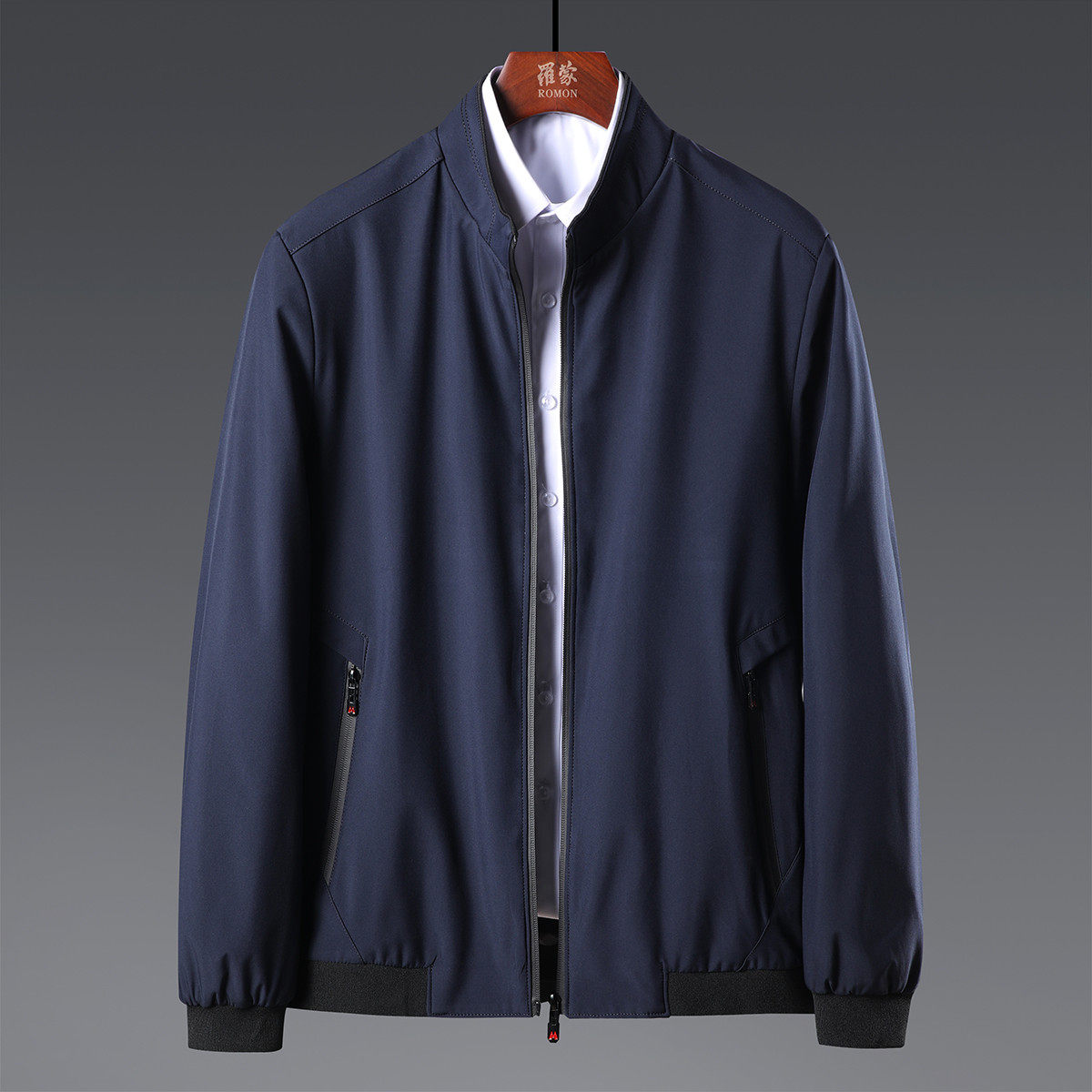 罗蒙夹克2020春秋新款纯色休闲商务薄款棒球夹克