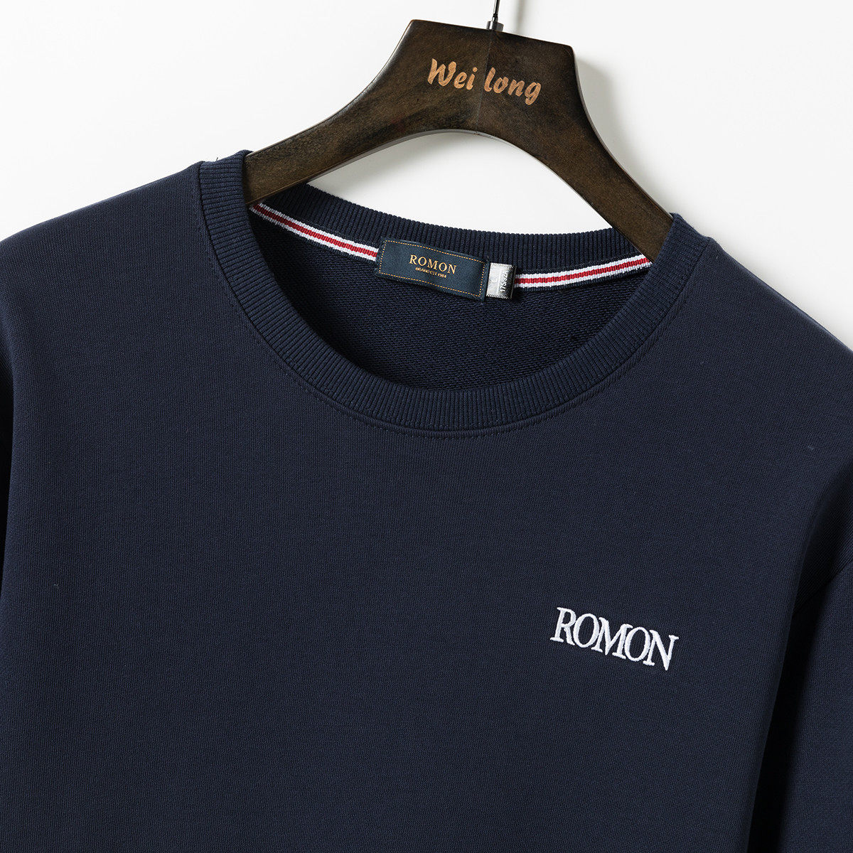 罗蒙男士卫衣圆领打底潮流logo刺绣韩版春秋季卫衣