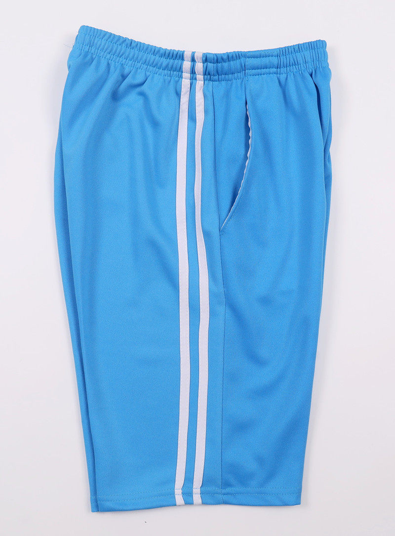 学生运动初中生裤头细条校服白细条浅蓝色短裤白条运动中长裤短裤