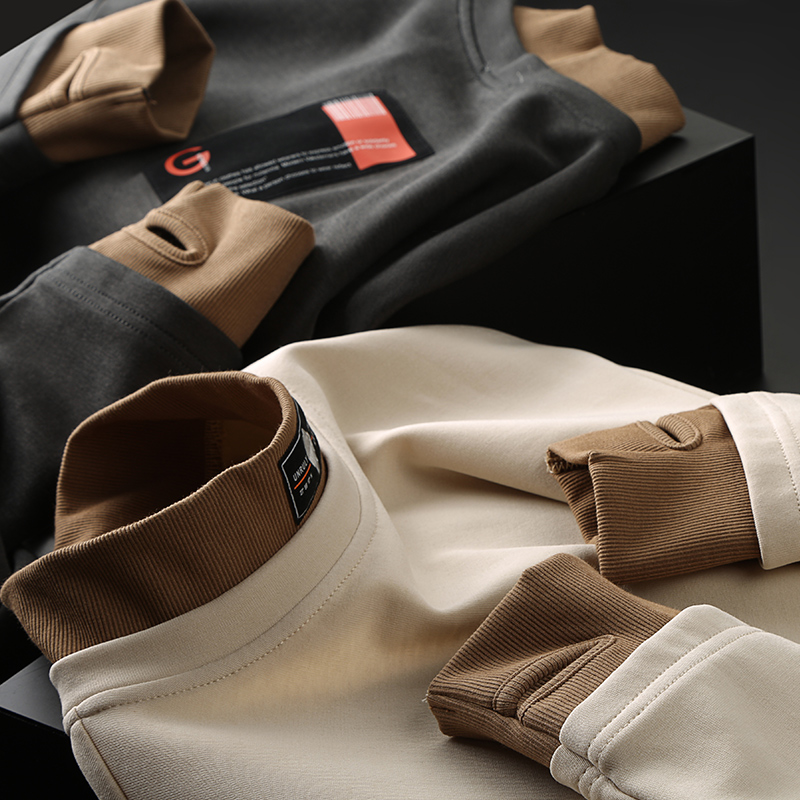 古鼎原创 秋冬季机能卫衣男高领假两件宽松针织衫手指忍者衣服潮