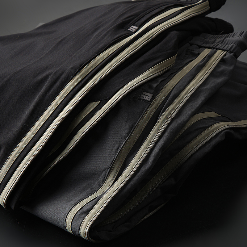 古鼎原创 坠感免烫 美式轻奢百搭男士夏季韩版条纹针织休闲运动裤