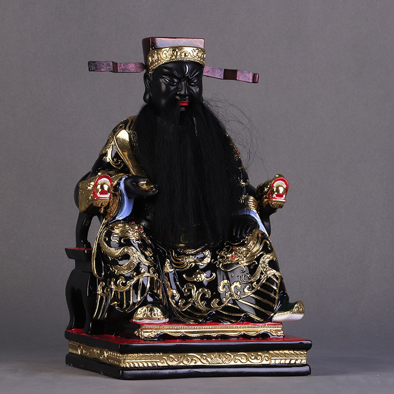 16寸包公摆件黑脸包青天包拯佛像手工彩绘玻璃钢摆件