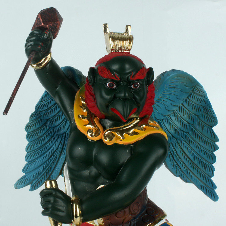 雷公雷震子佛像踏云雷神道教神像玻璃钢工艺品家居风水摆件