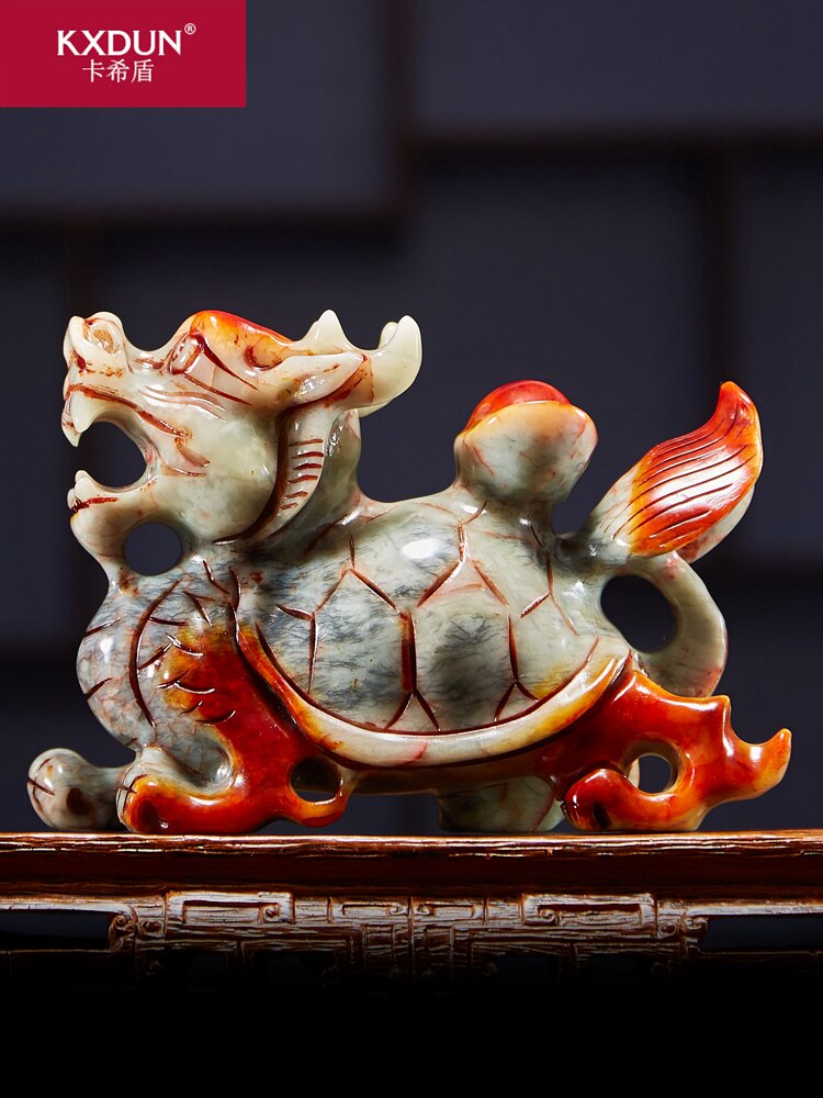kxdun新款岫玉玉龙摆件家居元宝卧室书房客厅摆件