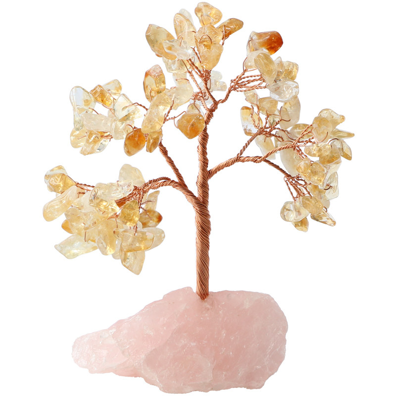 天然黄水晶树发发财招财树粉晶原石招财桃花运办公室摆件