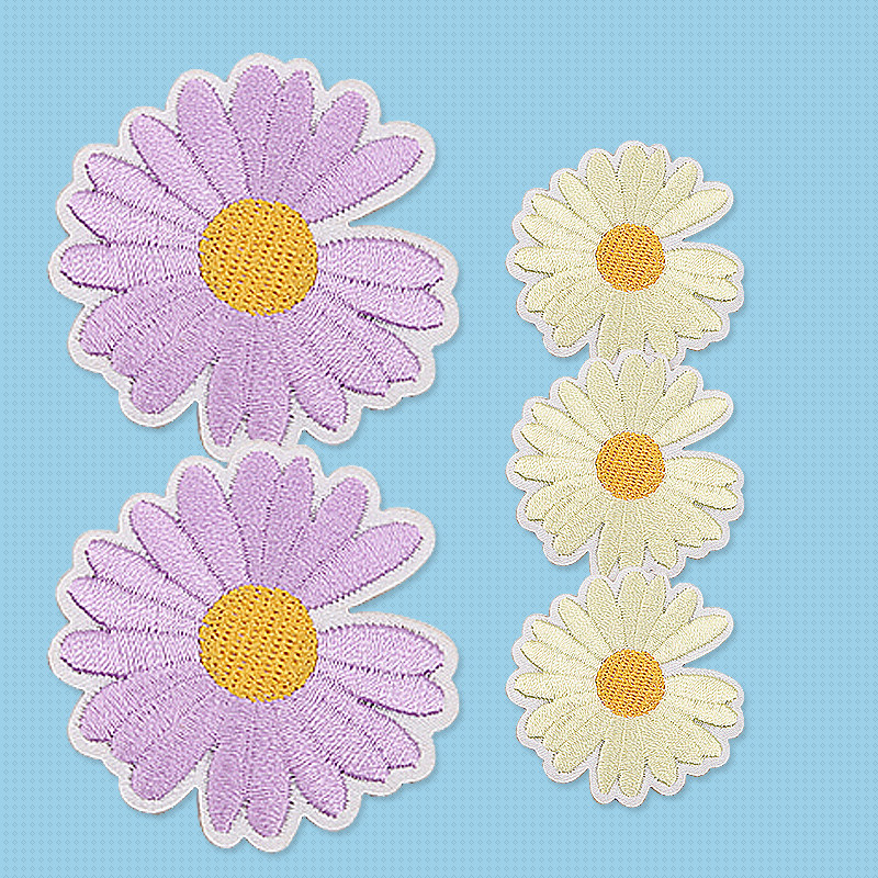 小雏菊自粘布贴衣服裤子破洞刺绣补丁时尚图案布贴