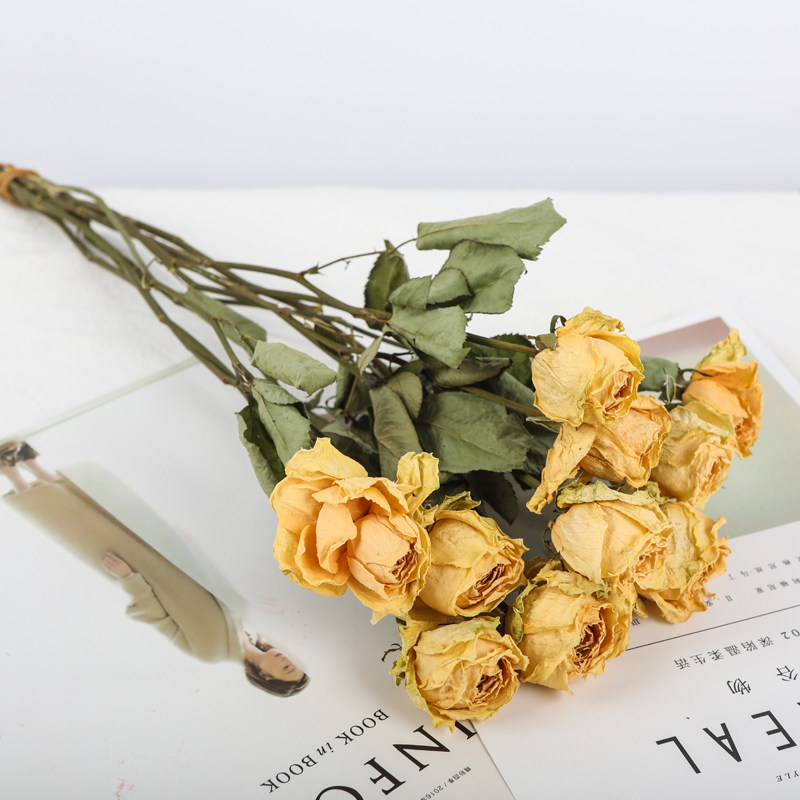 干花玫瑰花束风干真花北欧风装饰摆设ins家居文艺小清新花束