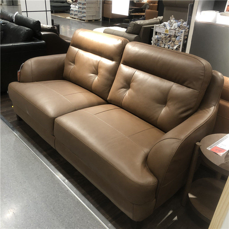 沙发ikea宜家真皮沙发格雷夫隆达三人北欧简约奢华皮艺沙发