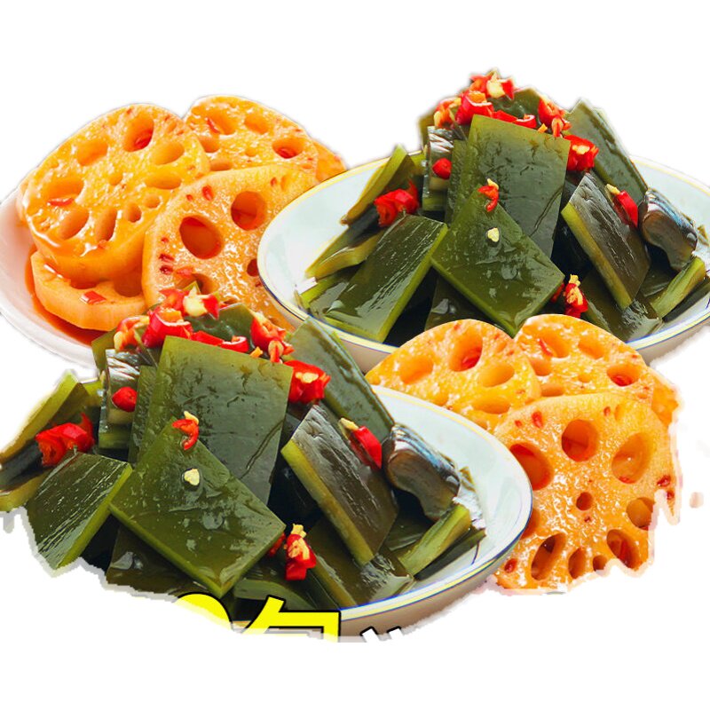 好吃麻辣脆藕片莲藕丁零食零食香辣海带小吃即食凉菜
