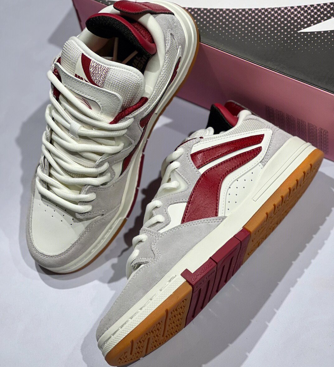 李宁惟吾pro休闲鞋春季鞋子女鞋红白机男鞋白生胶运动休闲鞋