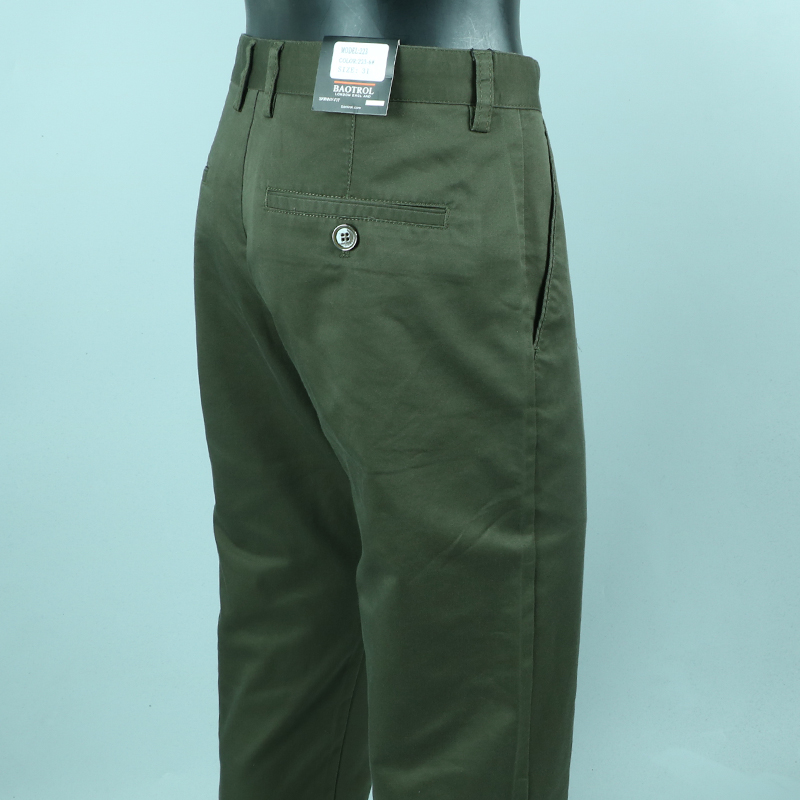 外贸尾货韩版休闲裤男士中老年军绿色纯棉商务西裤秋款高腰直筒裤