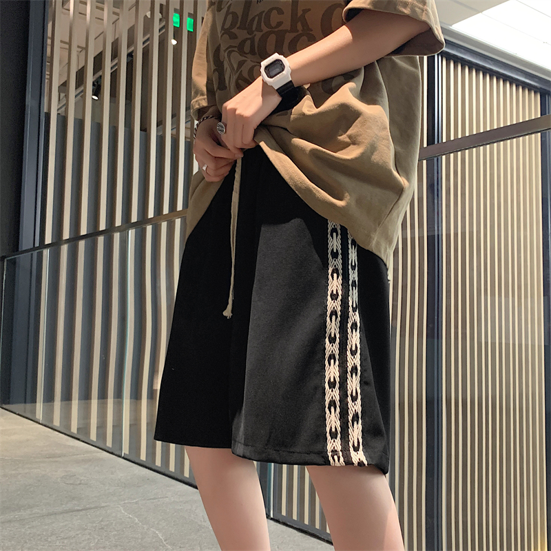 夏季条纹休闲短裤男ins潮牌高街宽松运动五分裤子韩版潮流休闲裤