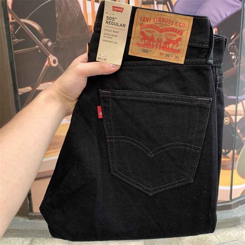 美国正品 Levis李维斯505水洗黑色宽松直筒休闲牛仔裤男高端裤子