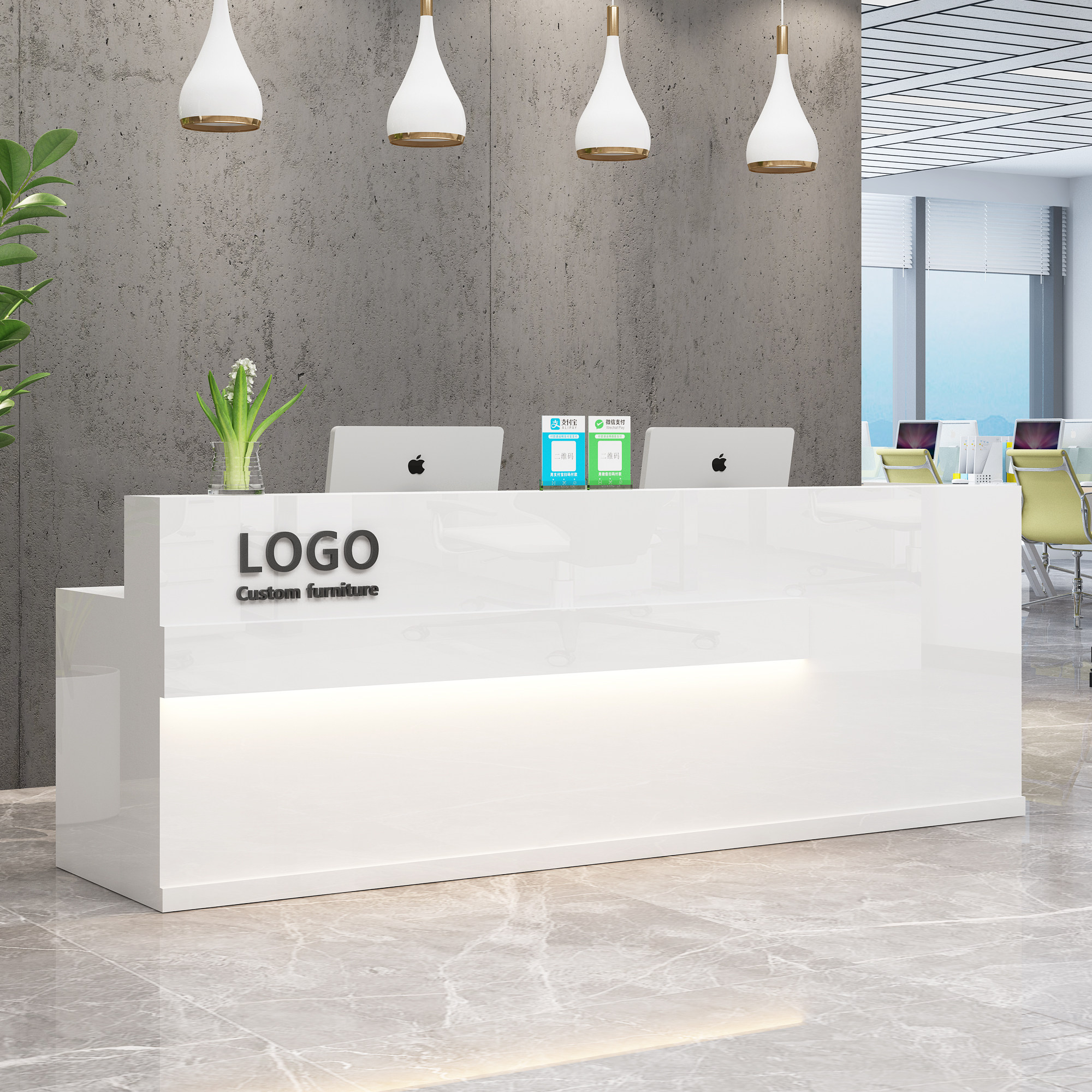 吧台公司前台接待烤漆大理石商用店铺前台小型收银台收银台